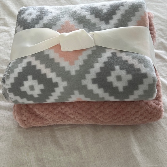Other - Luxurious SOFT champagne Throw Blanket both are  “ NEW” ( smaller one Gift)